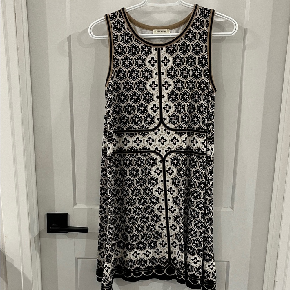 Max Studio Black and White Patterned Mini Dress